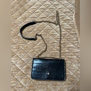 Peta+Jain Black Croc-Embossed Chain Shoulder Bag